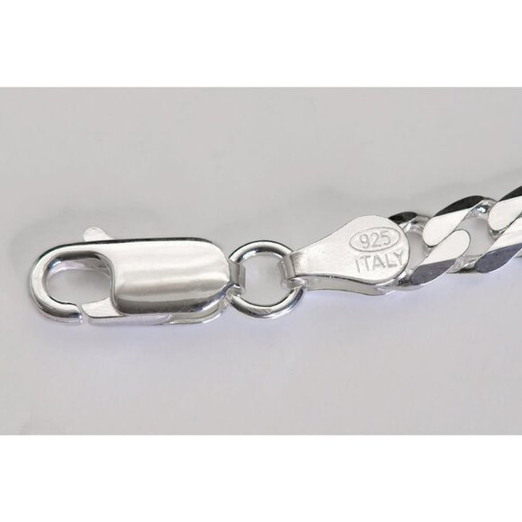 Flat Cross Necklace, 925 ITALY SOLID Sterling Silver Cross Pendant Curb Chain - Picture 6 of 6